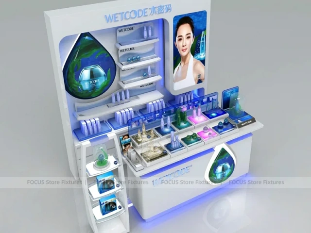 Blue Wetcode Skincare Display Kiosk