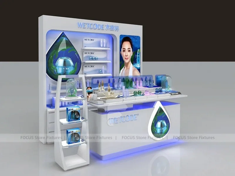 Blue Wetcode Skincare Display Kiosk