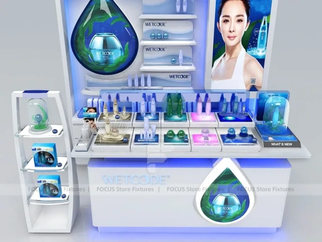 Blue Wetcode Skincare Display Kiosk