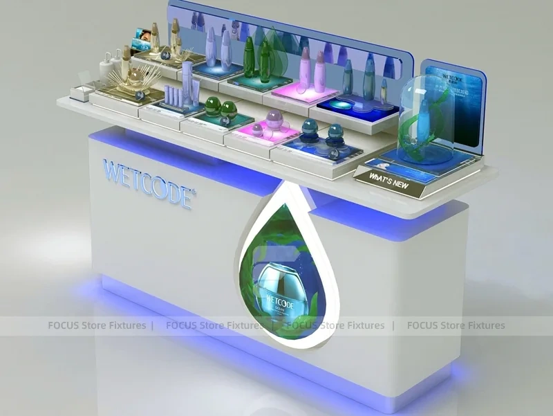 Blue Wetcode Skincare Display Kiosk