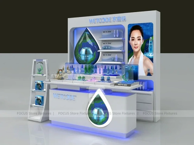 Blue Wetcode Skincare Display Kiosk