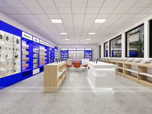 Blue White Android Mobile Store Counter