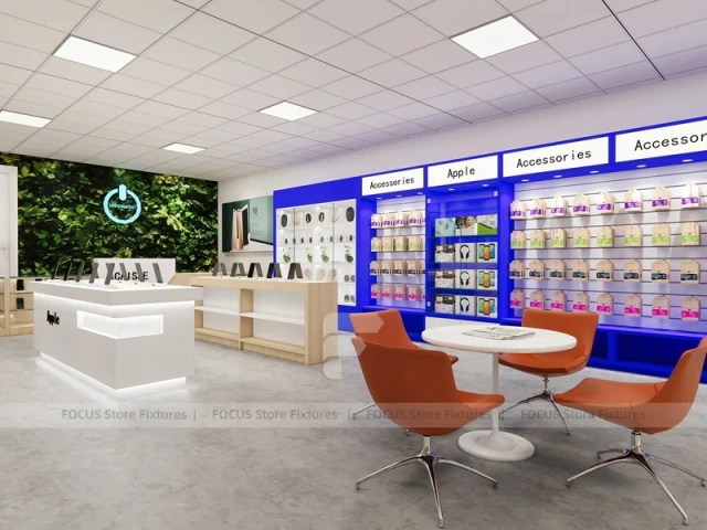Blue White Android Mobile Store Counter