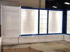 Blue White Backlit Phone Wall Display Cabinet