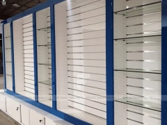 Blue White Backlit Phone Wall Display Cabinet