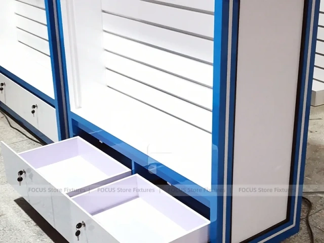 Blue White Backlit Phone Wall Display Cabinet
