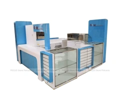 Blue White Glass Mobile Kiosk Counter