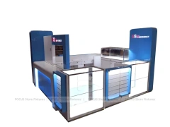 Blue White Glass Mobile Kiosk Counter