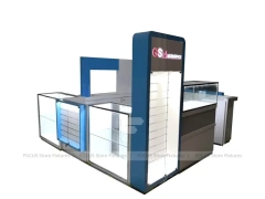 Blue White Glass Mobile Kiosk Counter