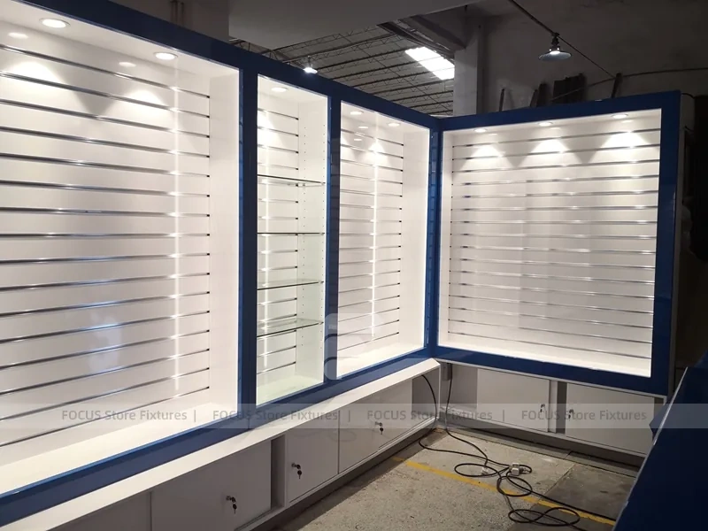 Blue White Mobile Phone Counter Wall Fixture