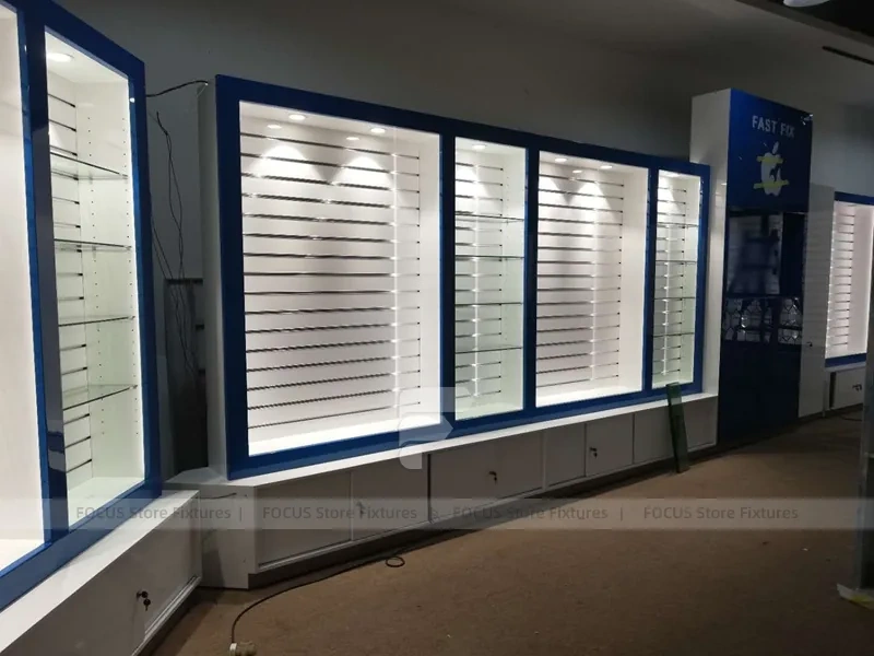 Blue White Mobile Phone Counter Wall Fixture