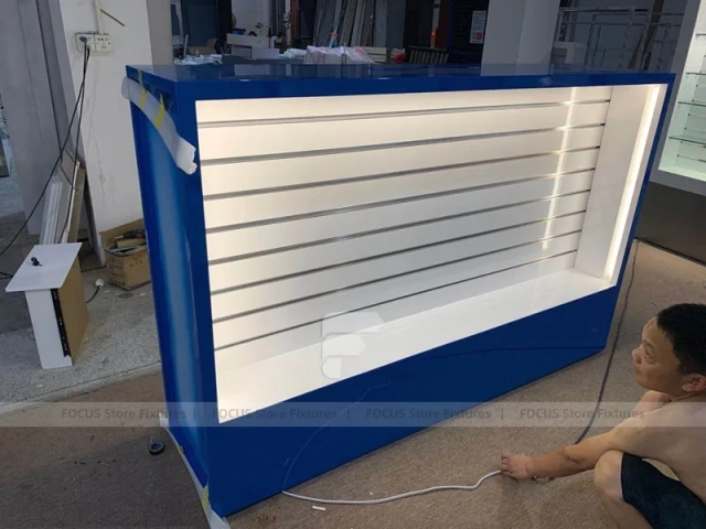 Blue White Mobile Phone Counter Wall Fixture