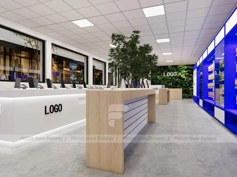 Blue White Mobile Phone Service Counter Store