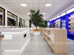 Blue White Mobile Phone Service Counter Store