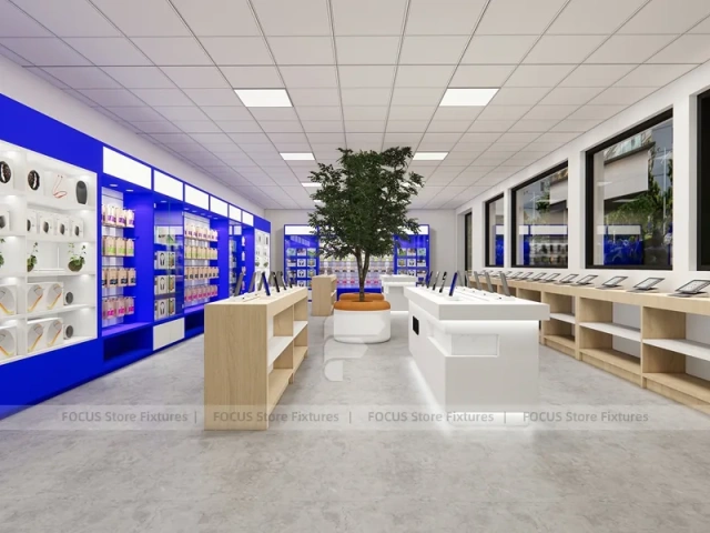 Blue White Mobile Phone Service Counter Store
