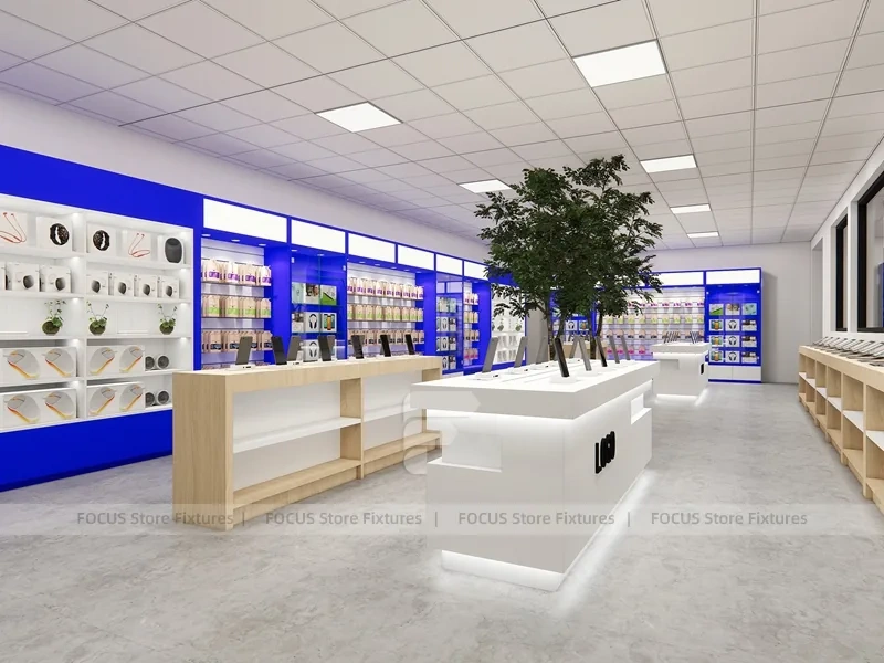 Blue White Mobile Phone Service Counter Store