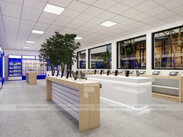 Blue White Mobile Phone Service Counter Store
