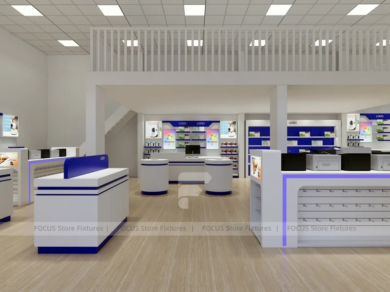 Blue White Mobile Phone Store Interior