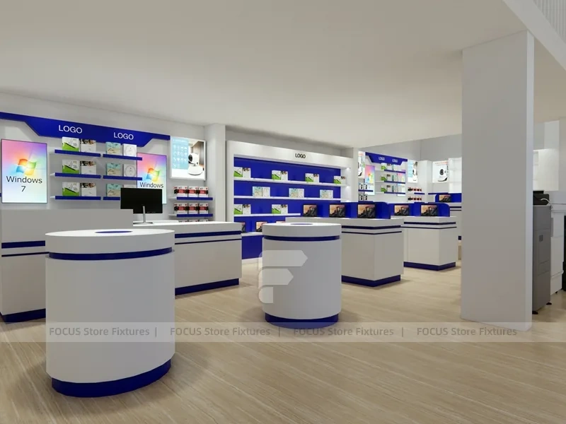 Blue White Mobile Phone Store Interior