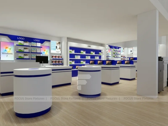 Blue White Mobile Phone Store Interior