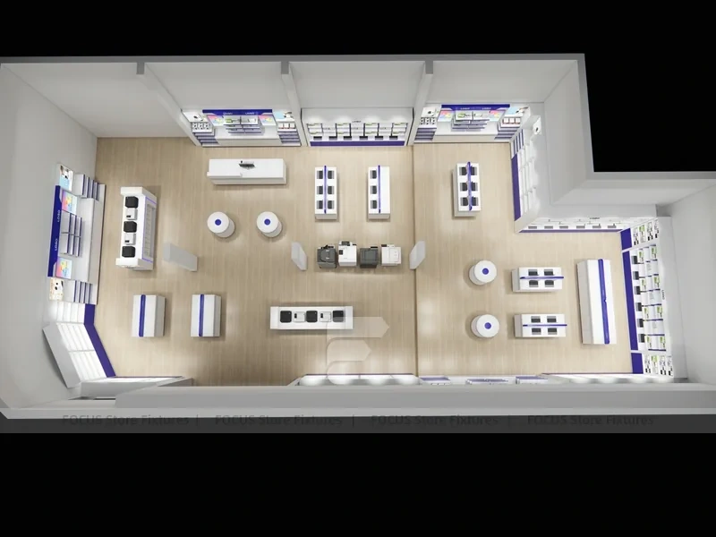 Blue White Mobile Phone Store Interior