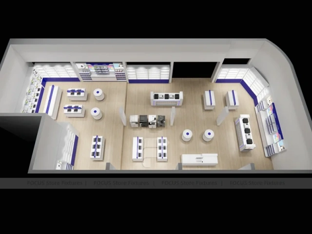 Blue White Mobile Phone Store Interior
