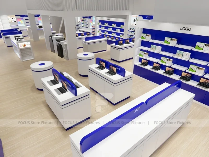 Blue White Mobile Phone Store Interior