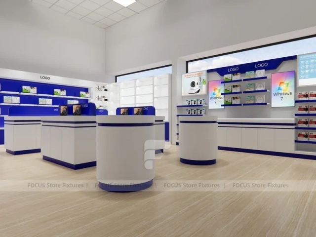 Blue White Mobile Phone Store Interior
