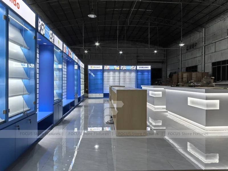 Blue White Mobile Phone Store Interior Design 2