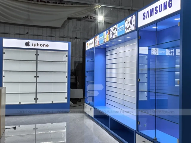 Blue White Mobile Phone Store Interior Design 2