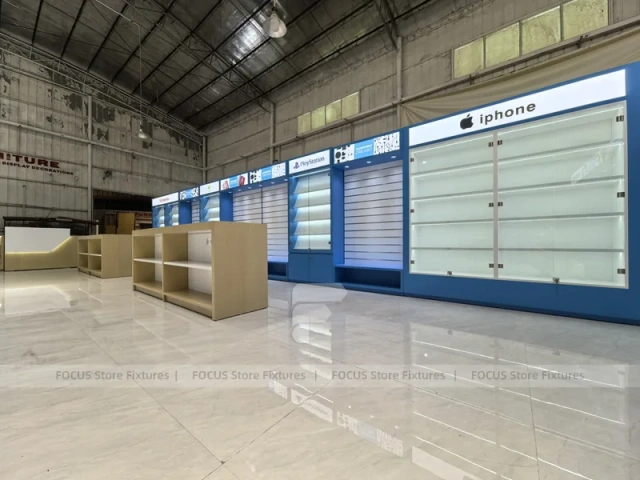 Blue White Mobile Phone Store Interior Design 2