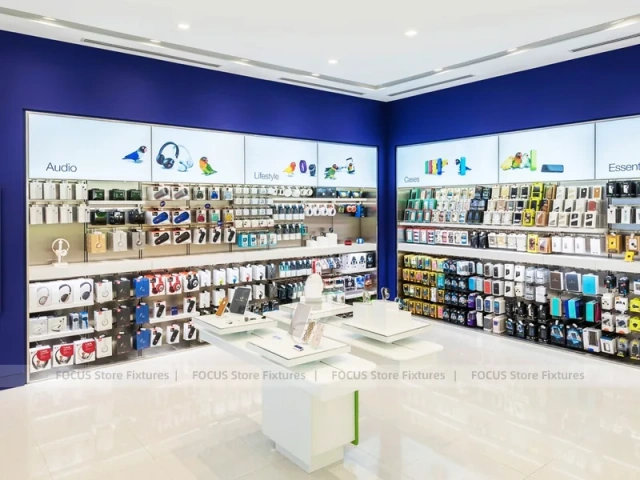 Blue White Mobile Phone Wall Fixture Store