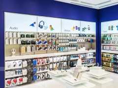 Blue White Mobile Phone Wall Fixture Store
