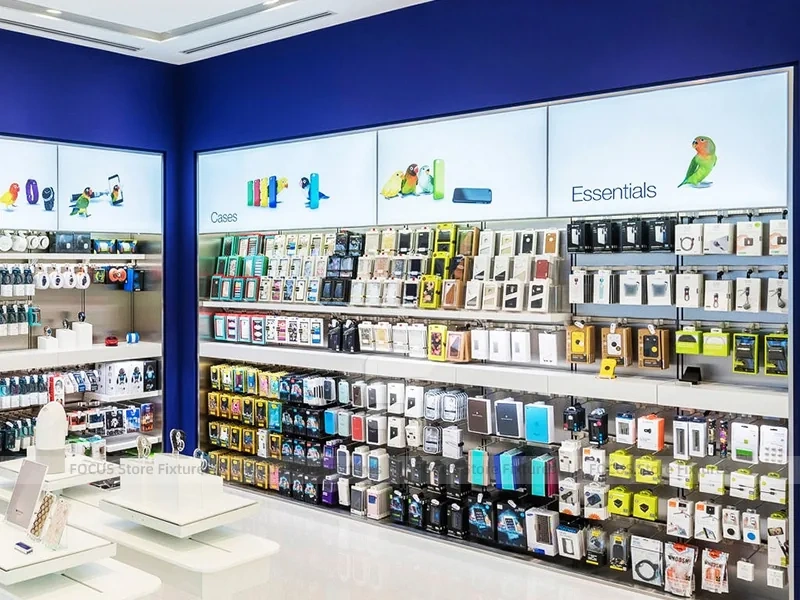 Blue White Mobile Phone Wall Fixture Store