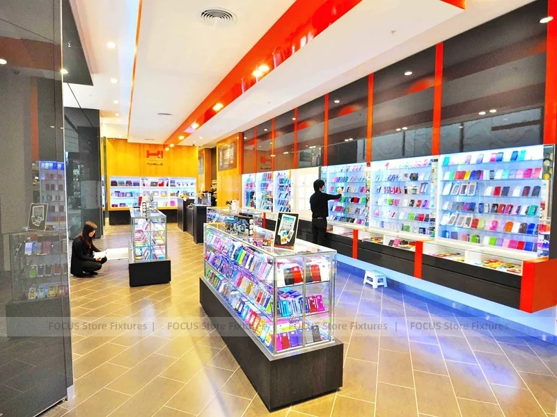 Blue White Mobile Phone Wall Fixture Store