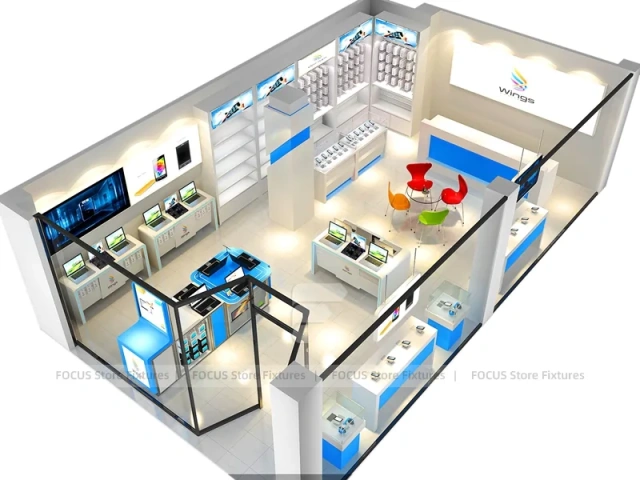 Blue White Mobile Phone Wall Fixture Store