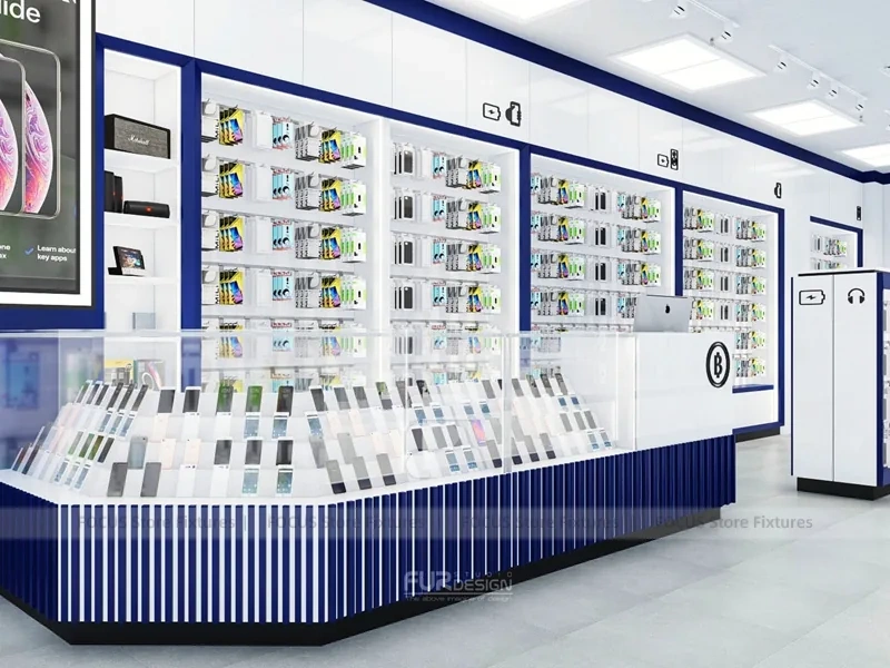 Blue White Mobile Phone Wall Shelving System