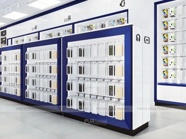 Blue White Mobile Phone Wall Shelving System