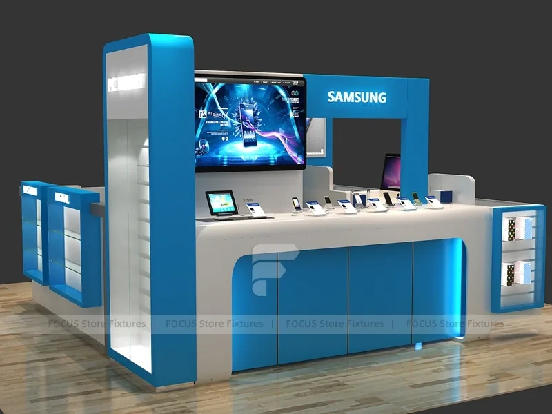Blue White Mobile Shop Floor Plan