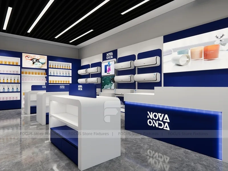 Blue White Nova Mobile Phone Wall Display