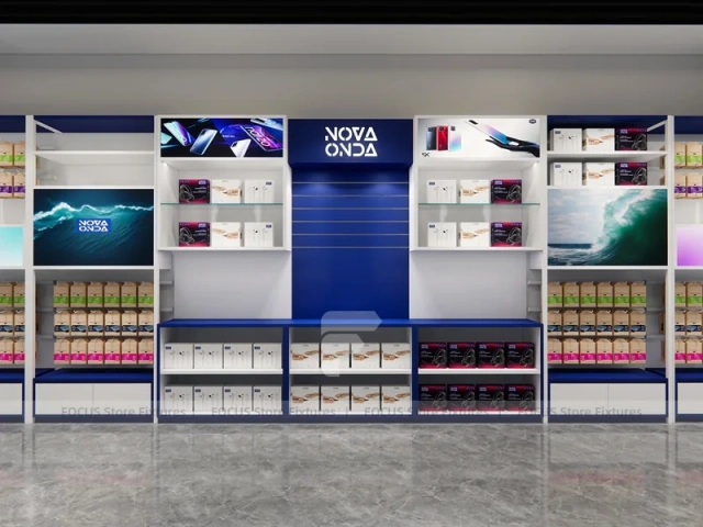 Blue White Nova Mobile Phone Wall Display