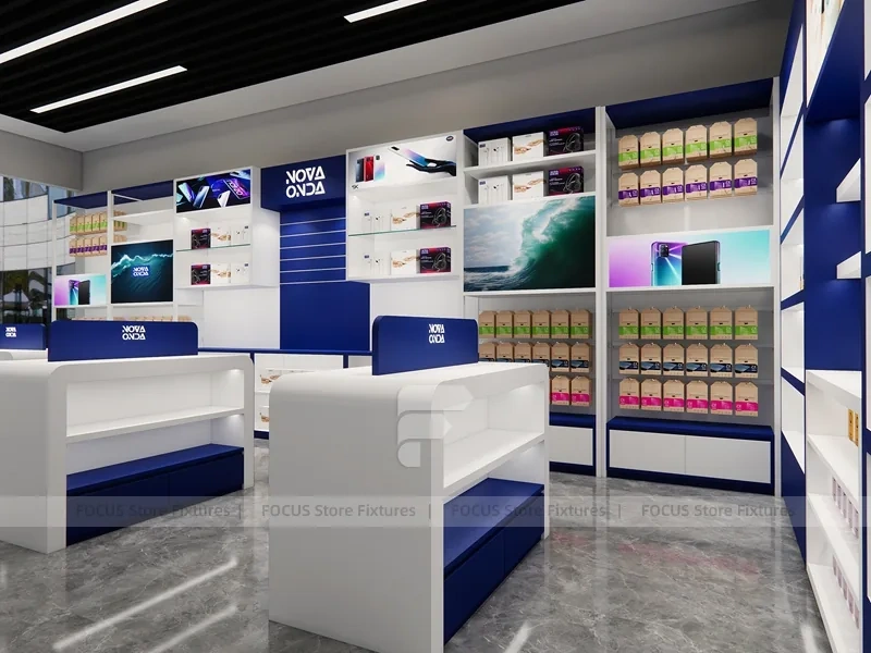 Blue White Nova Mobile Phone Wall Display