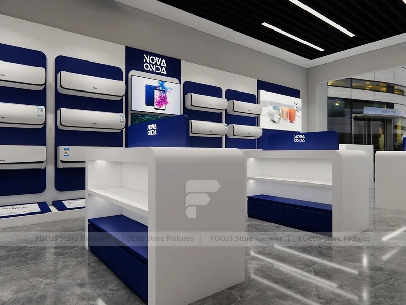 Blue White Nova Mobile Phone Wall Display