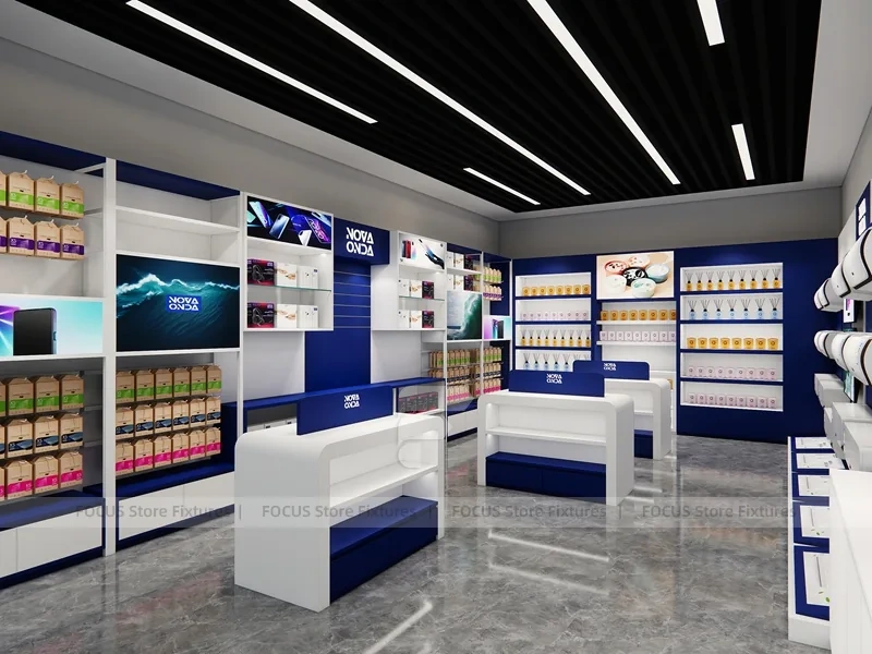 Blue White Nova Mobile Phone Wall Display
