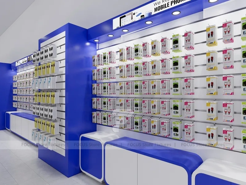 Blue White Phone Accessories Wall Store
