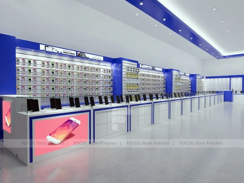 Blue White Phone Accessories Wall Store