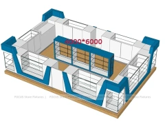 Blue White Phone Good Store 3D Layout