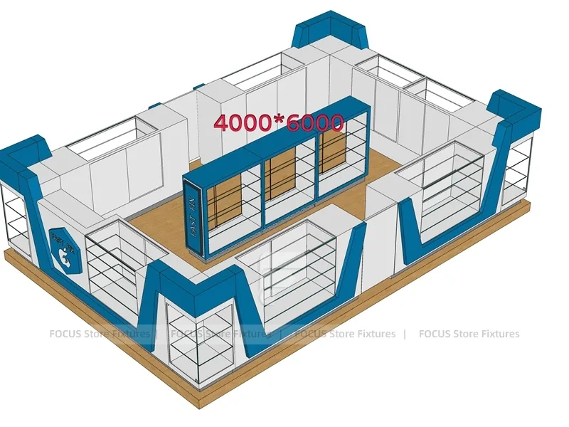 Blue White Phone Good Store 3D Layout