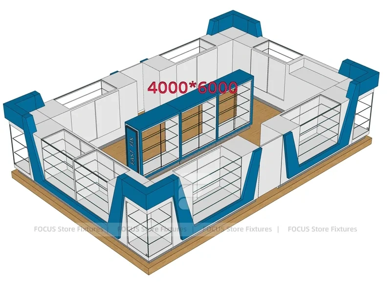 Blue White Phone Good Store 3D Layout