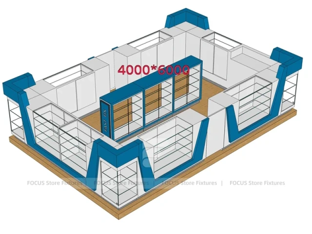 Blue White Phone Good Store 3D Layout